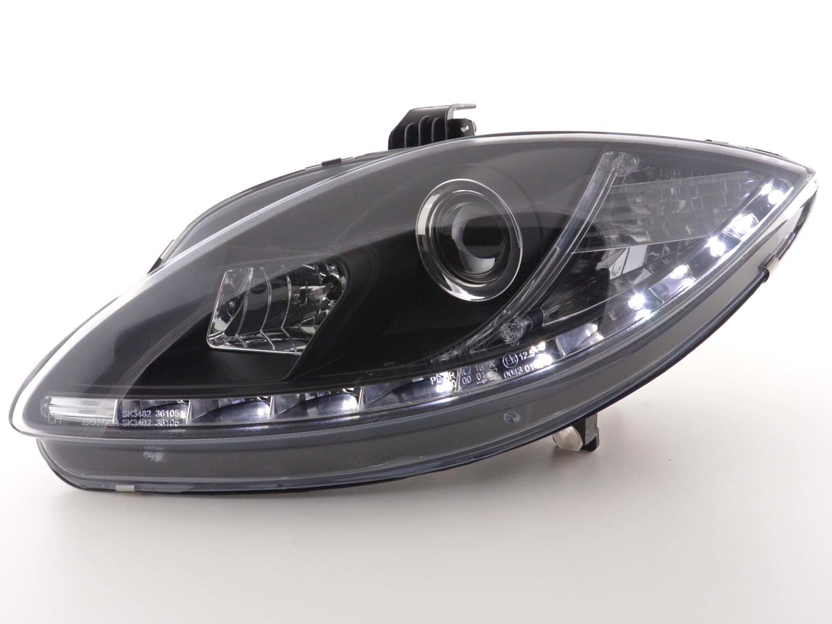 Scheinwerfer Set Daylight LED Tagfahrlicht Seat Leon 1P/Altea 5P schwarz Scheinwerfer Set Daylight LED Tagfahrlicht Seat Leon 1P/Altea 5P schwarz